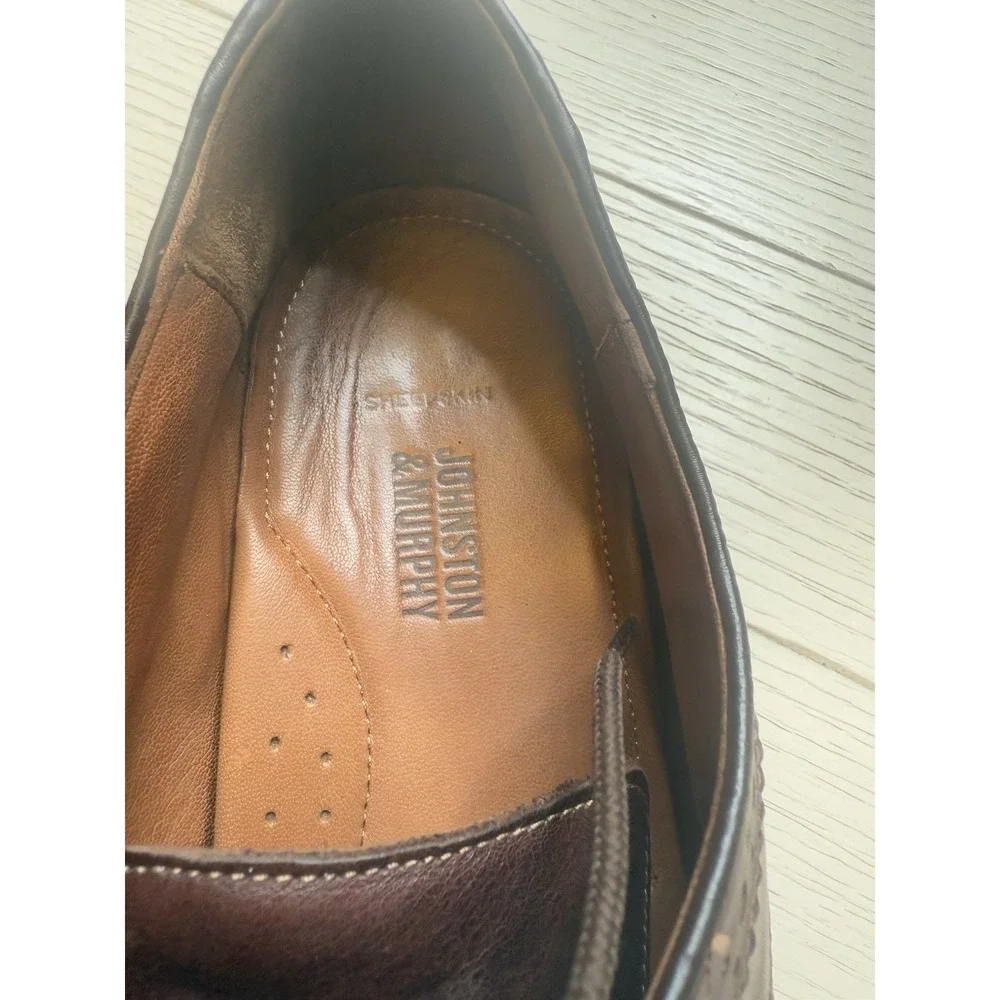 Johnston & Murphy Men's Brown Sheepskin Leather Lace Up Oxford Shoes. Sz‎ 12D